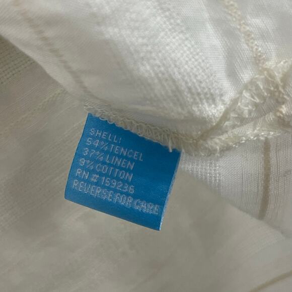 NWT J. McLaughlin Cailin Blouse Ecru Eyelet Lace Sleeves Linen Blend Medium - Picture 7 of 7